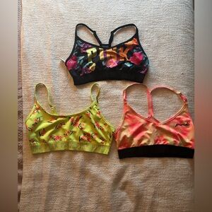 PINK Victoria's Secret Floral and Tie-Dye Sports Bras Trio